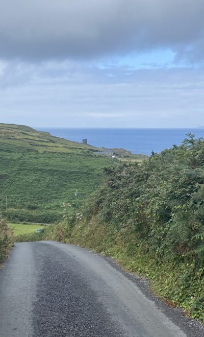 Walking on cape clear looking at the castle